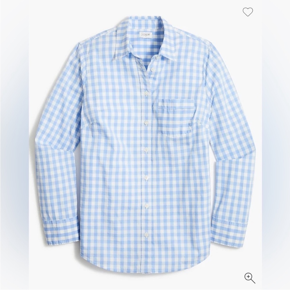 J CREW Gingham Cotton Poplin Signature Fit Shirt Baby Blue Sz Small